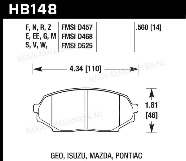 HB148B.560 - HPS 5.0 - Straat Remblokken Hawk Performance | | Hawk ...